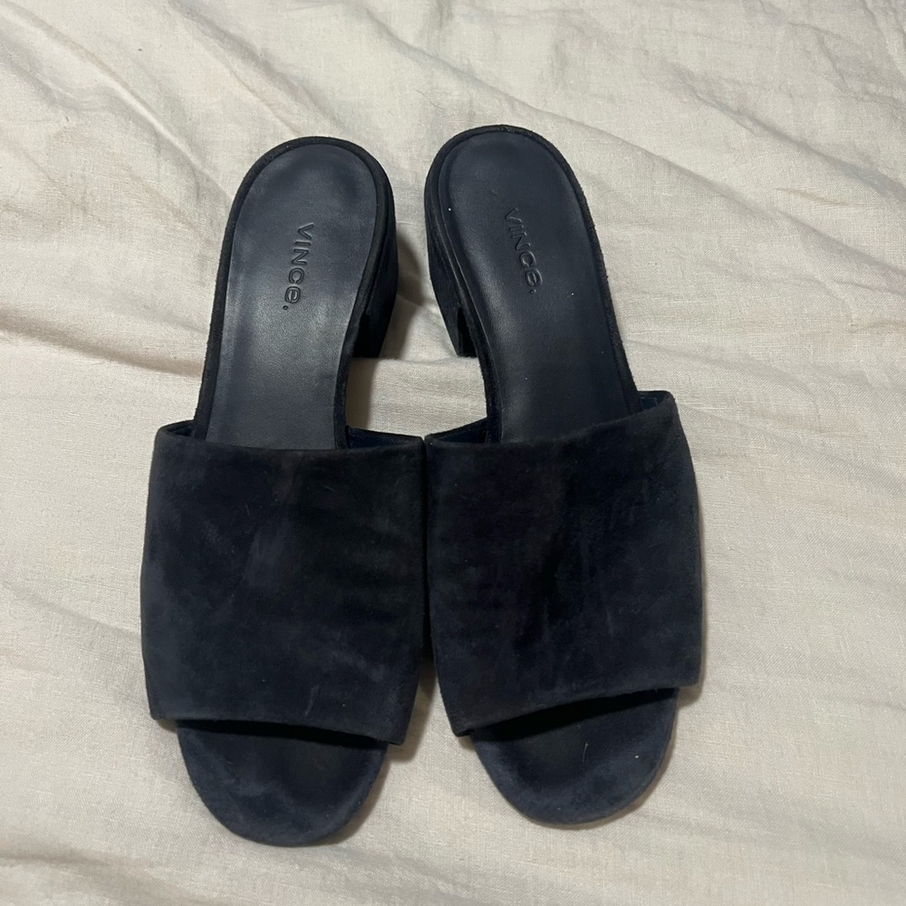 Vince Dark Navy Mules Sleek Minimalist Design